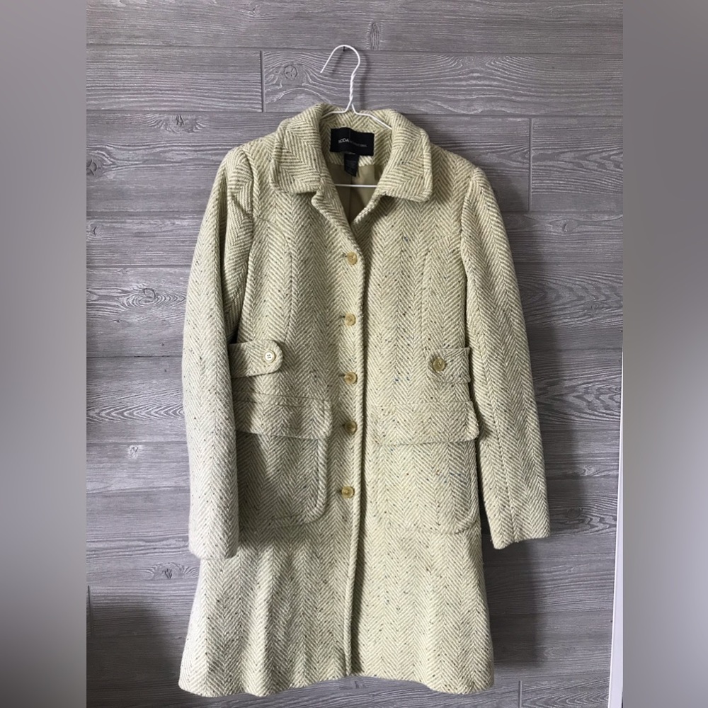 90s Vintage Moda International coat size 8 tall wool blend green
